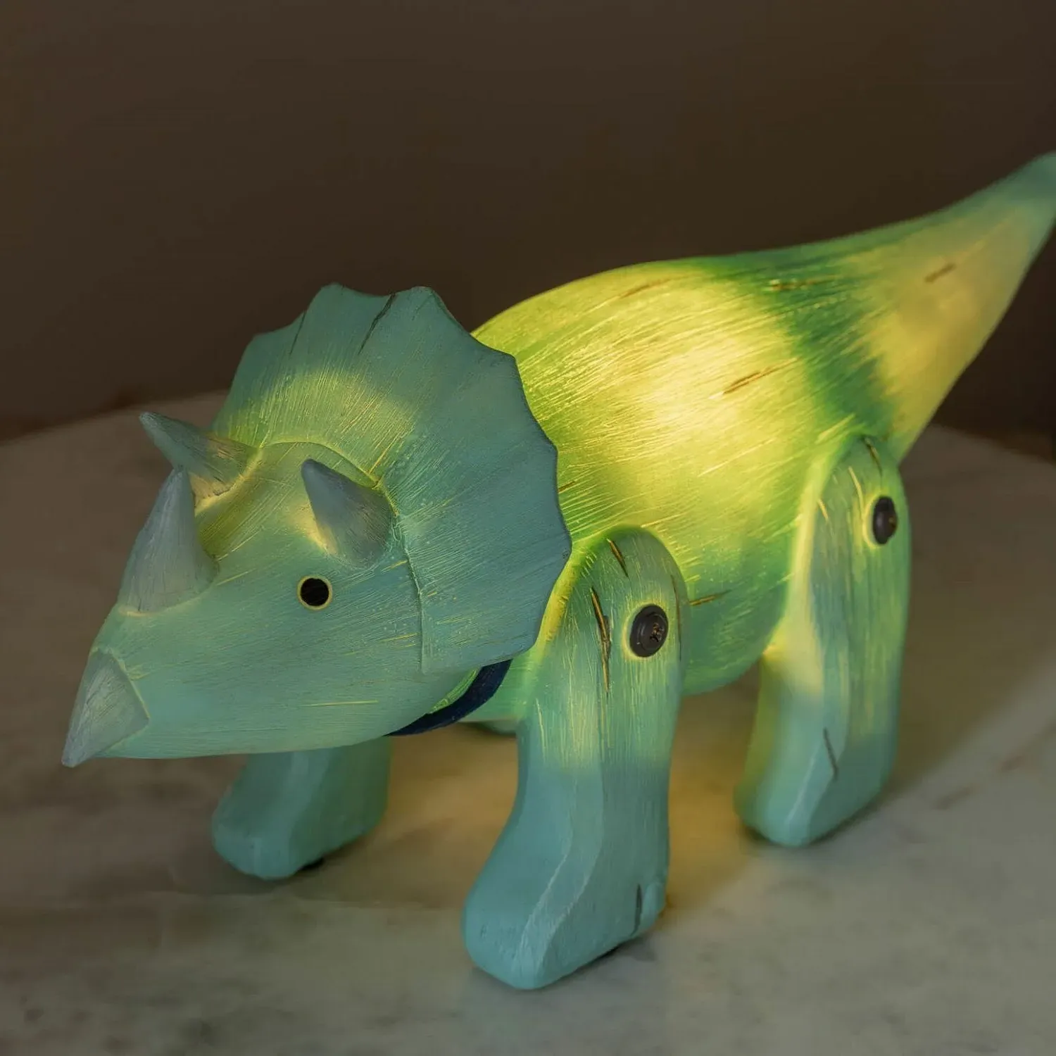 Standing Triceratops Night Light - Green