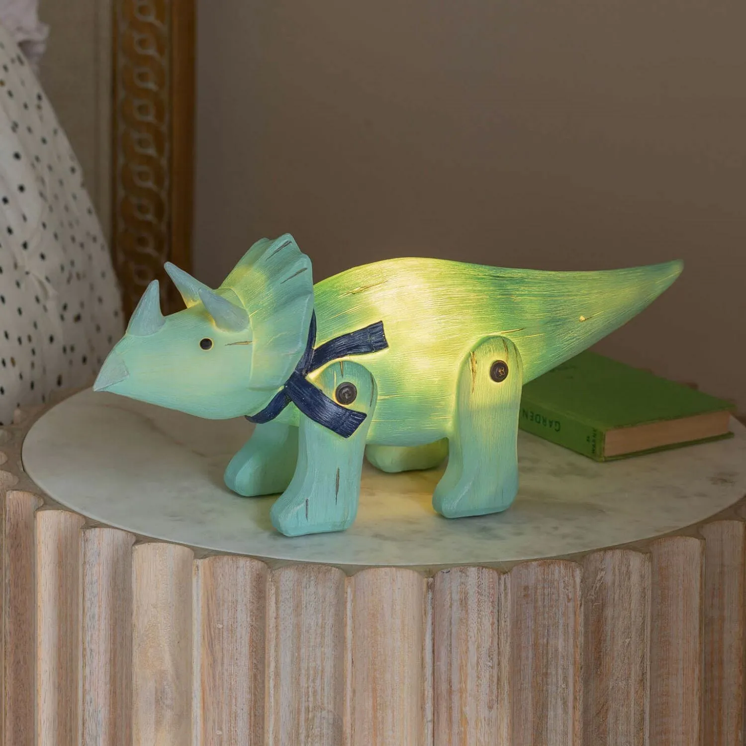 Standing Triceratops Night Light - Green