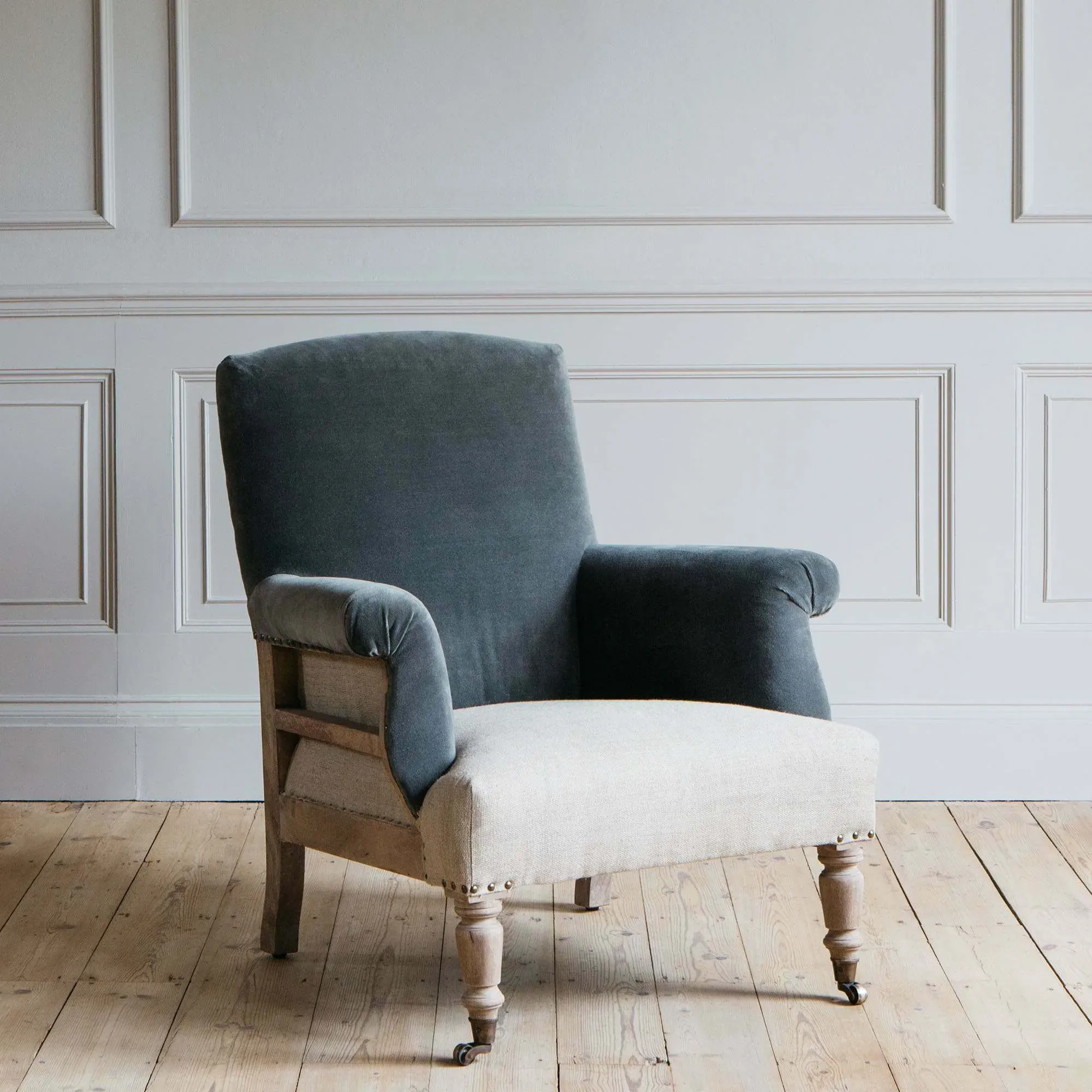 Stanley Deconstructed Armchair - Natural Linen, Velvet