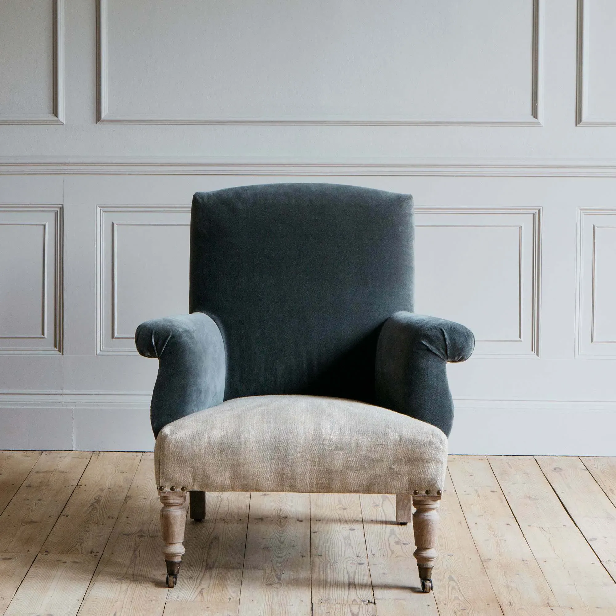 Stanley Deconstructed Armchair - Natural Linen, Velvet