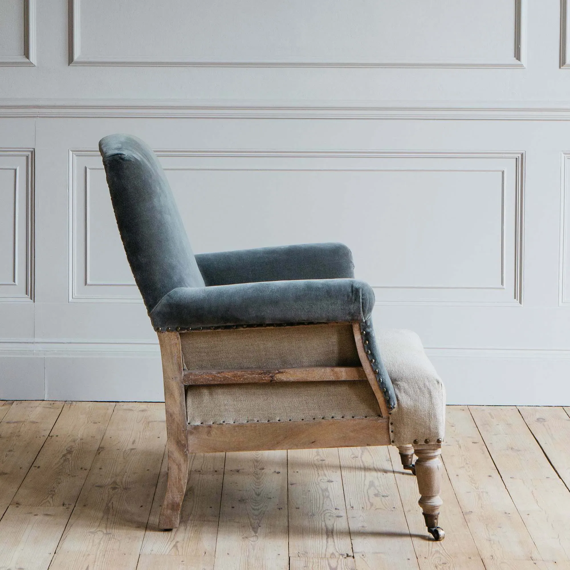 Stanley Deconstructed Armchair - Natural Linen, Velvet