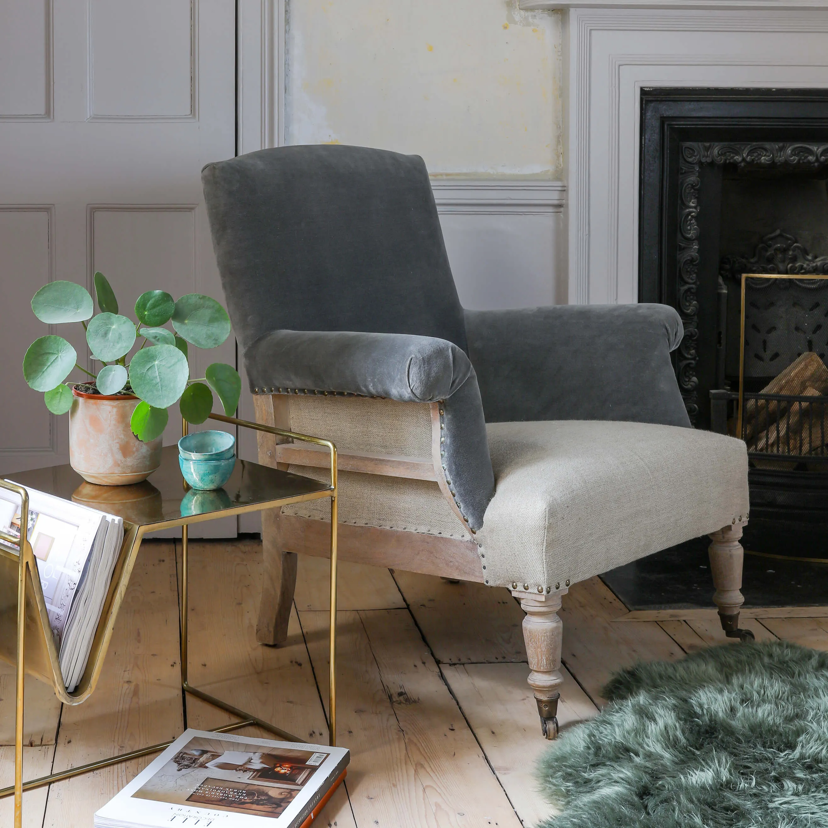 Stanley Deconstructed Armchair - Natural Linen, Velvet image
