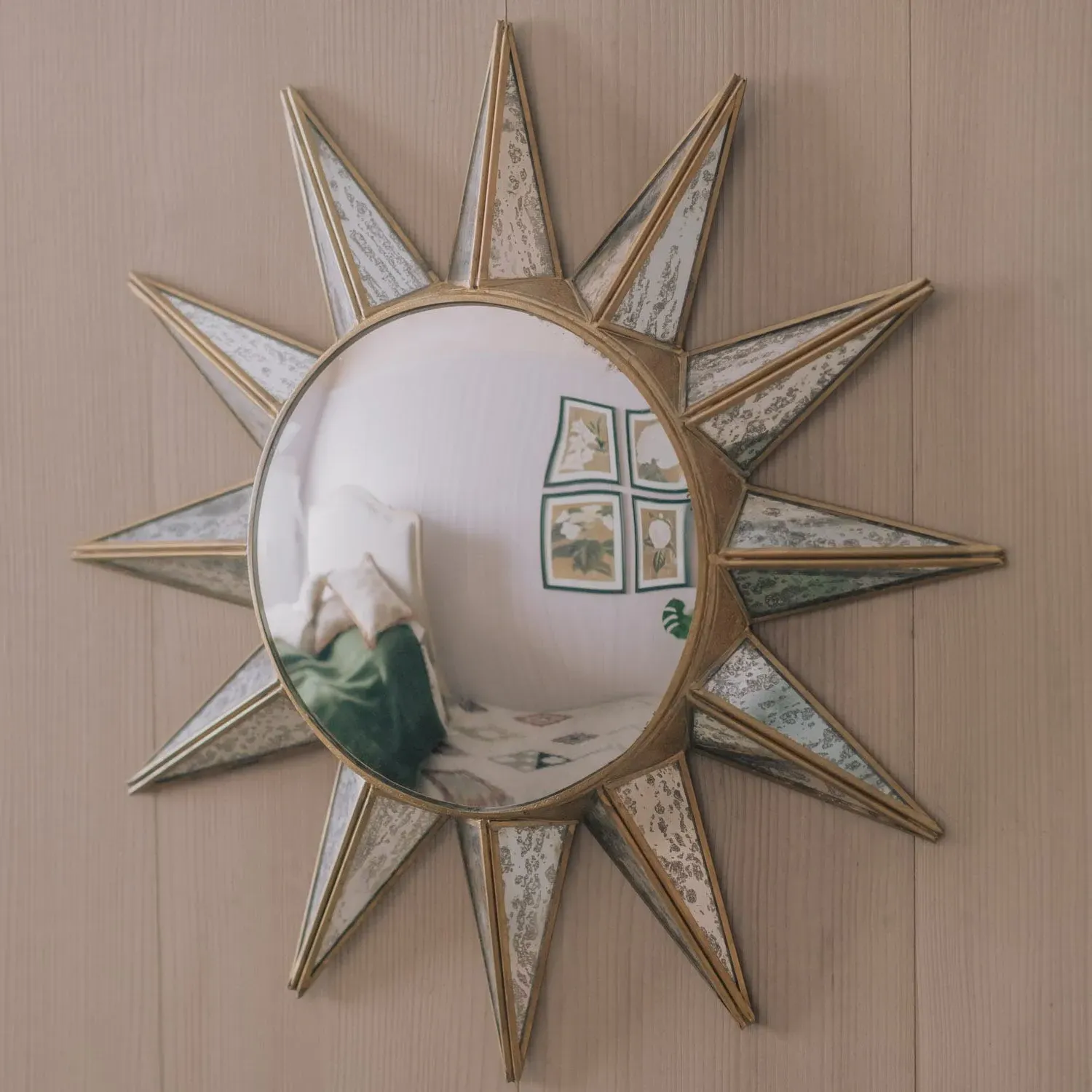 Star Convex Large Wall Mirror - Gold
