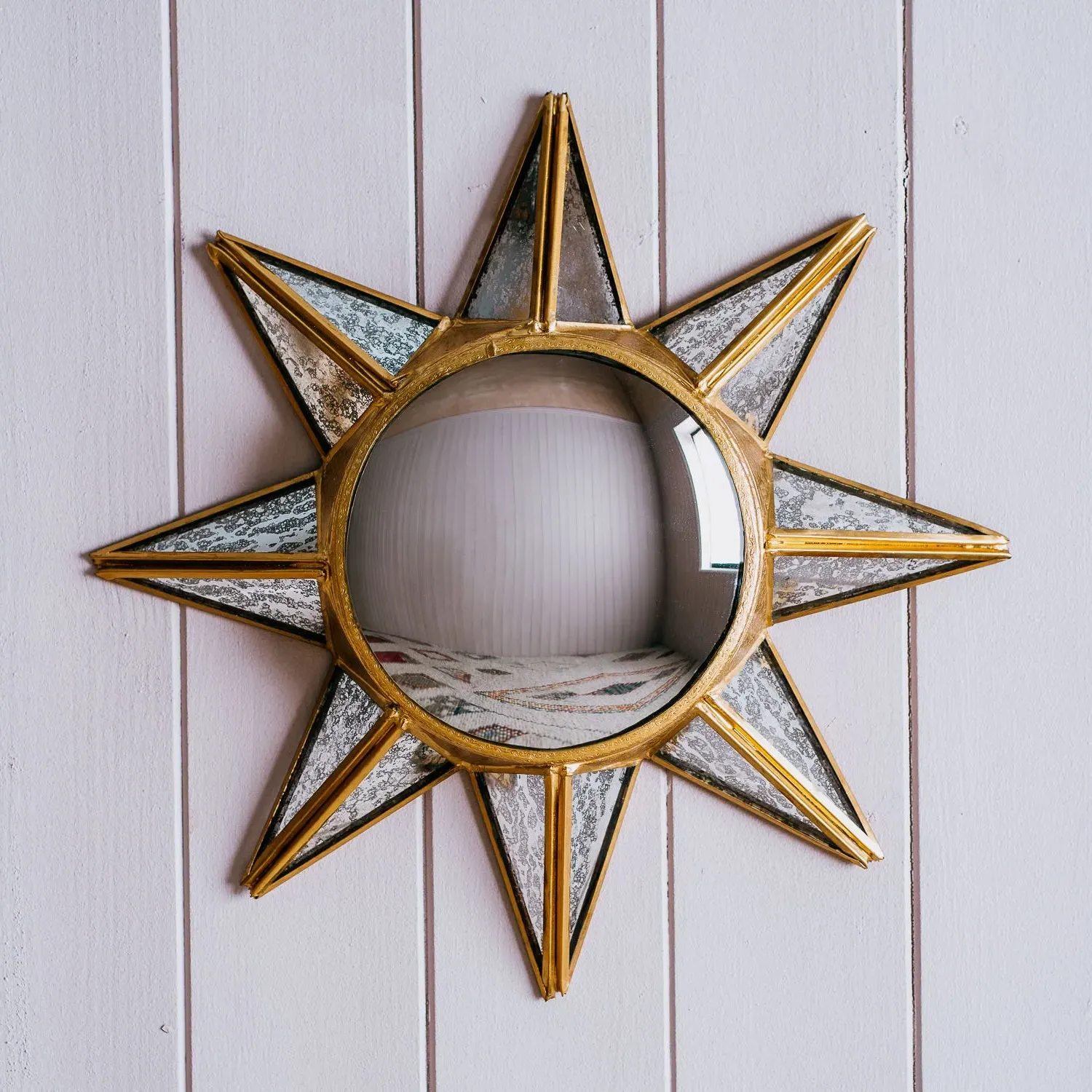 Star Convex Small Wall Mirror - Gold image