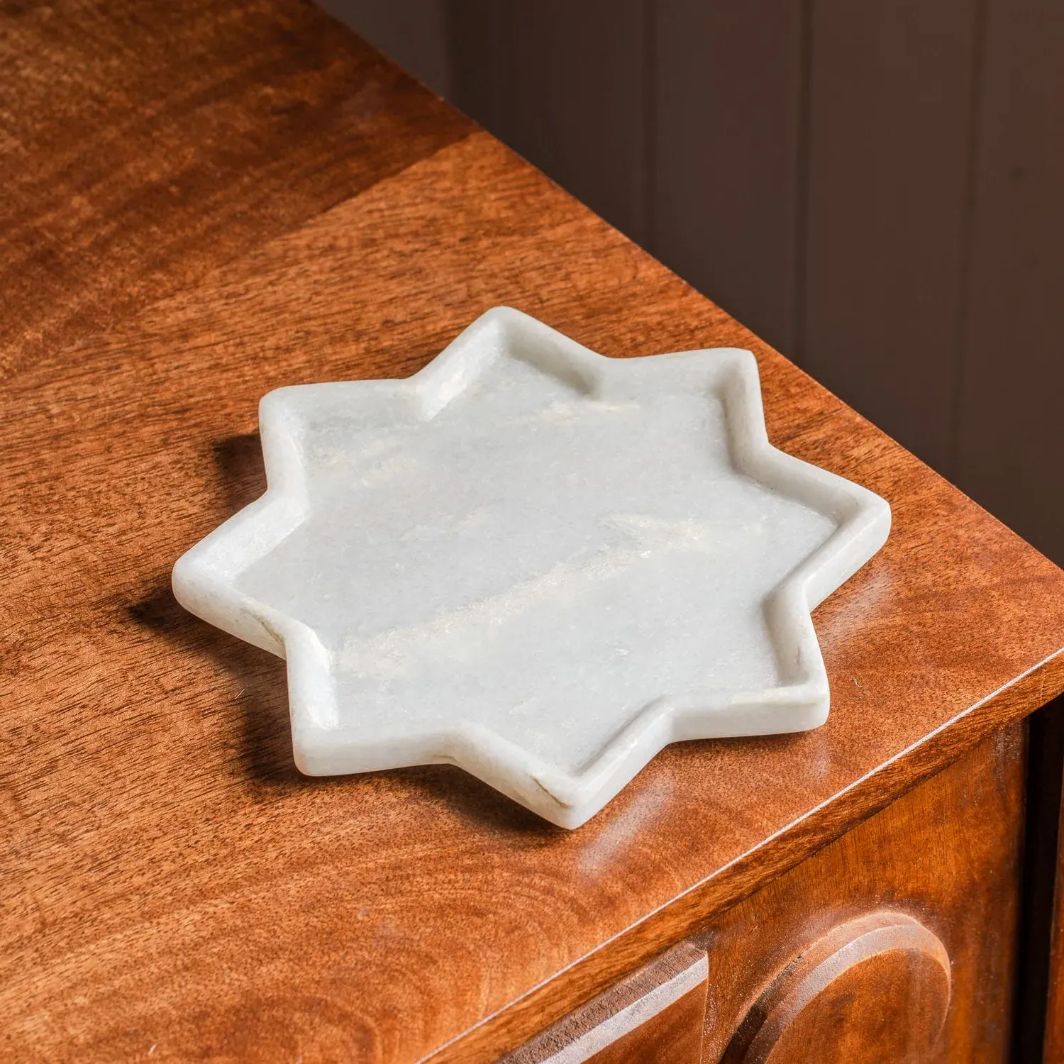 Star Marble Decorative Trinket Plate - Ivory