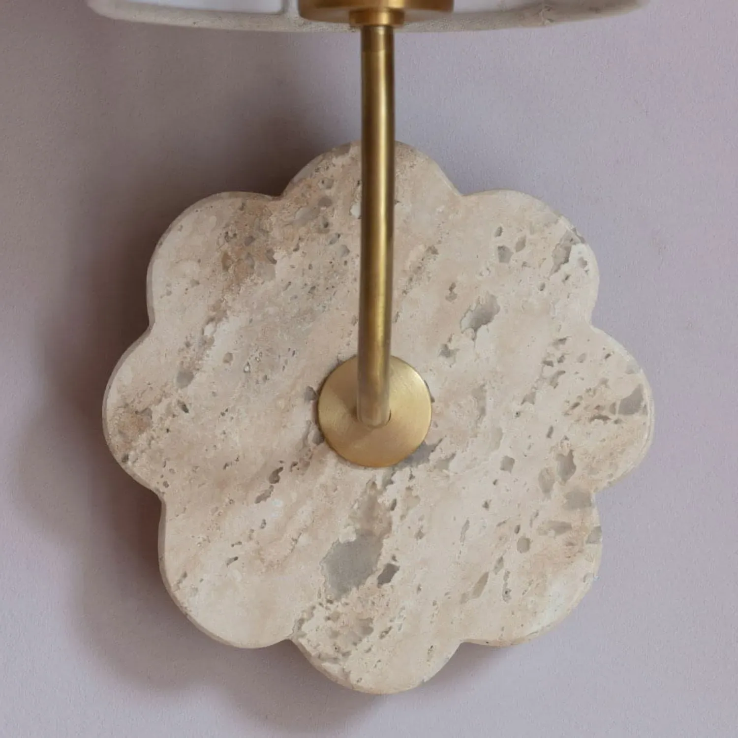 Stone Flower Wall Sconce - White, Brass