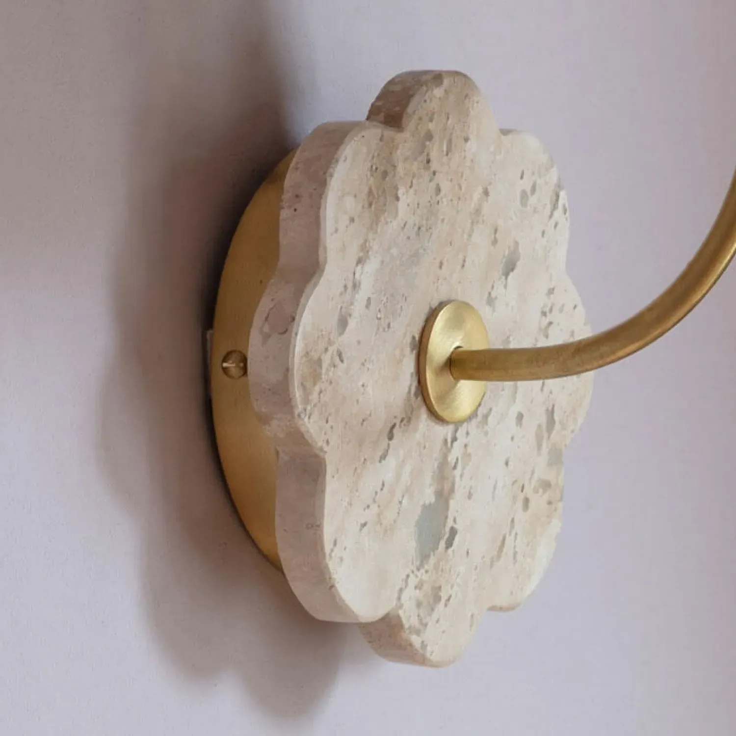 Stone Flower Wall Sconce - White, Brass