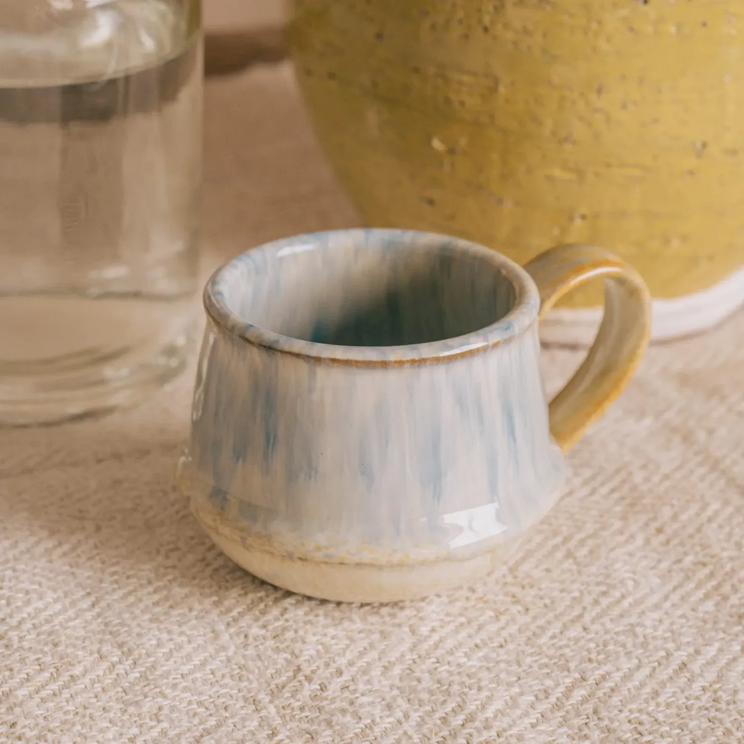 Stoneware Mug - Blue & Mustard image