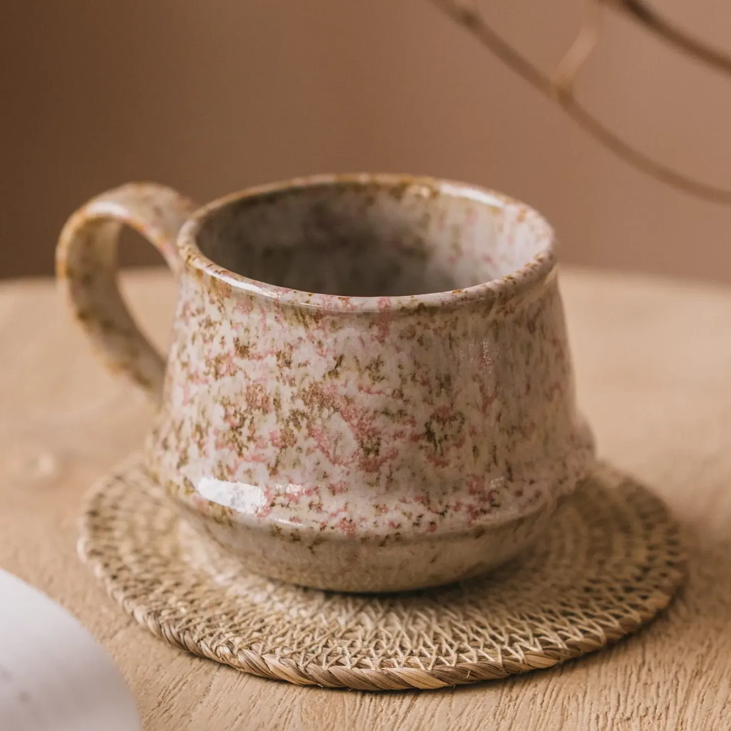 Stoneware Mug - Pink & Brown