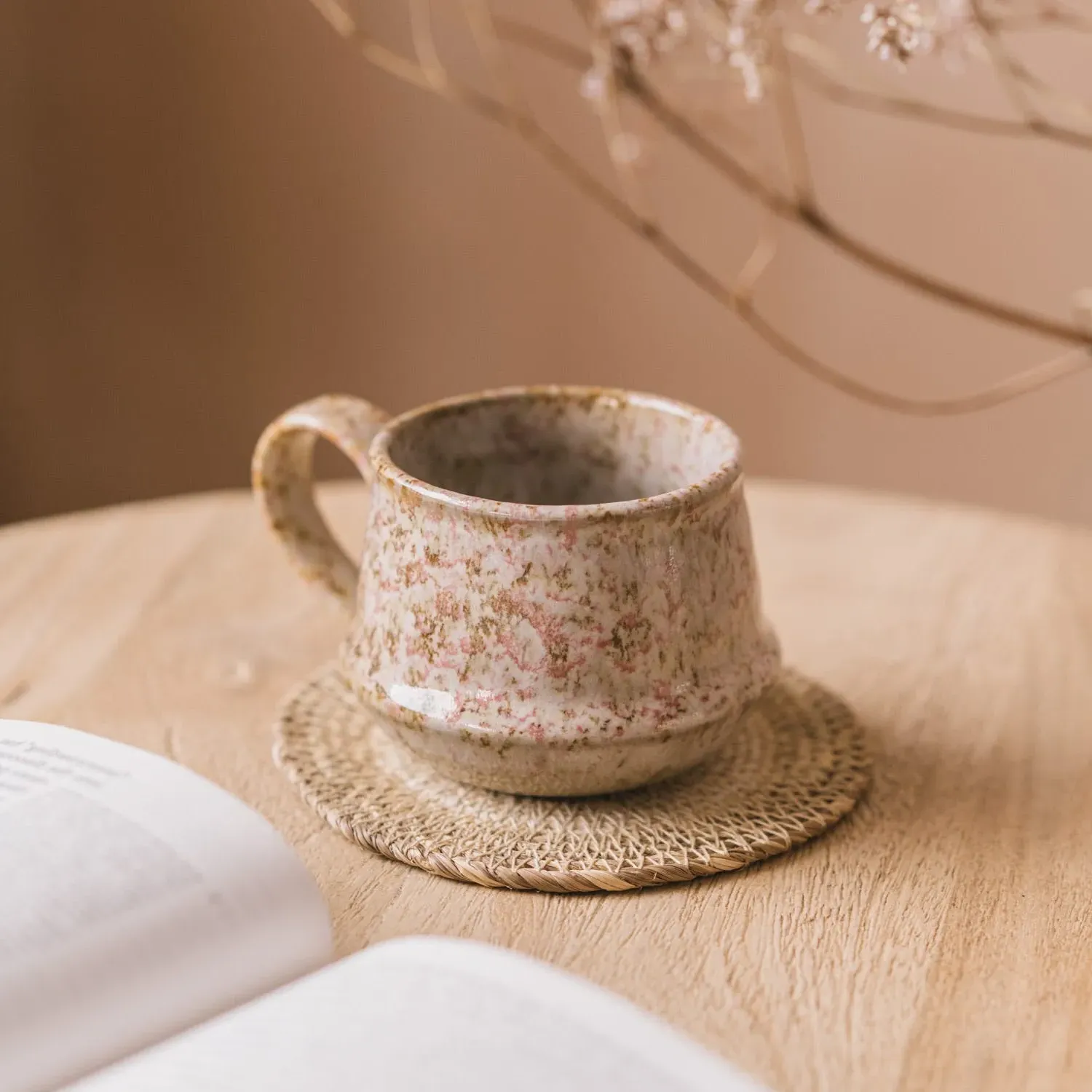 Stoneware Mug - Pink & Brown image