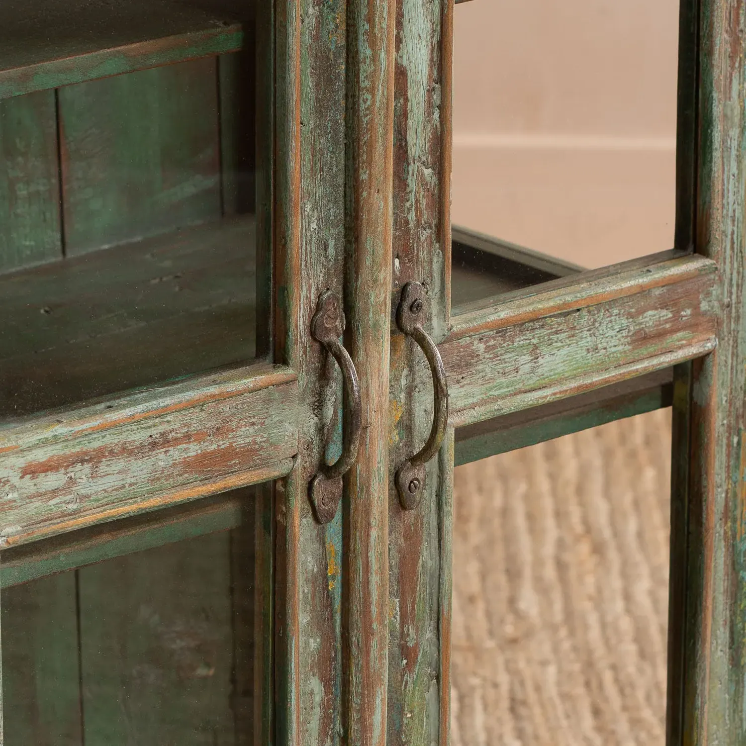 Storage Cupboard with Glass Panels - Dark Wood