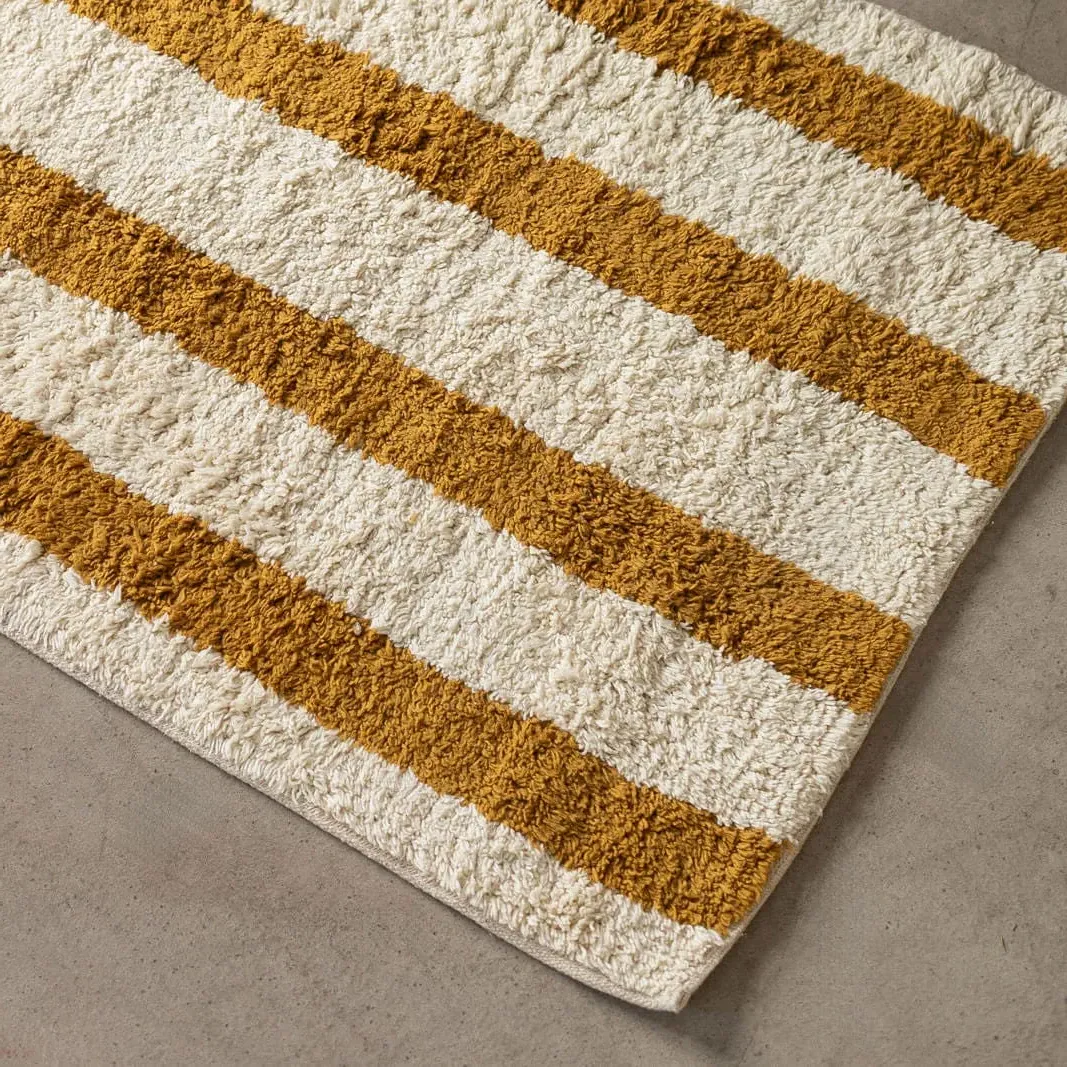 Striped Tufted Bath Mat - Mustard