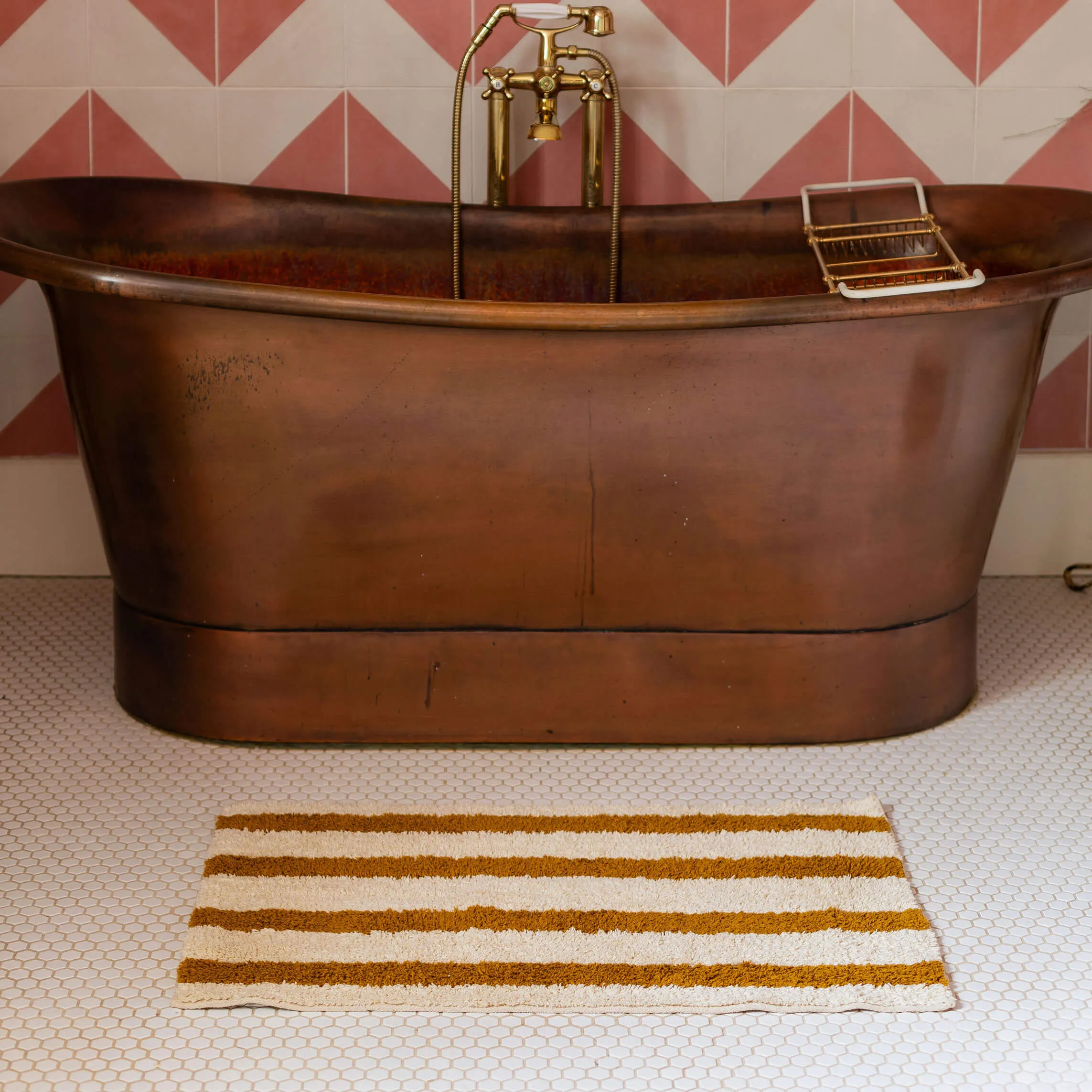 Striped Tufted Bath Mat - Mustard image