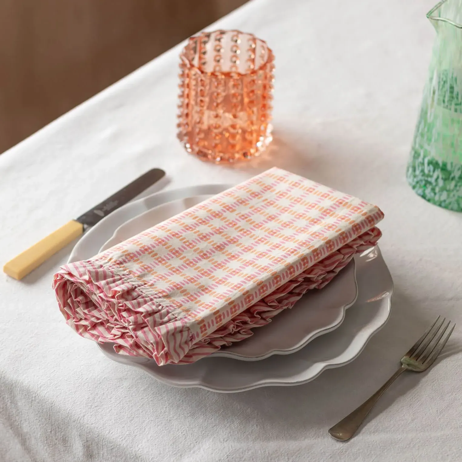 Sundae Frill Napkin - Pink, Cotton