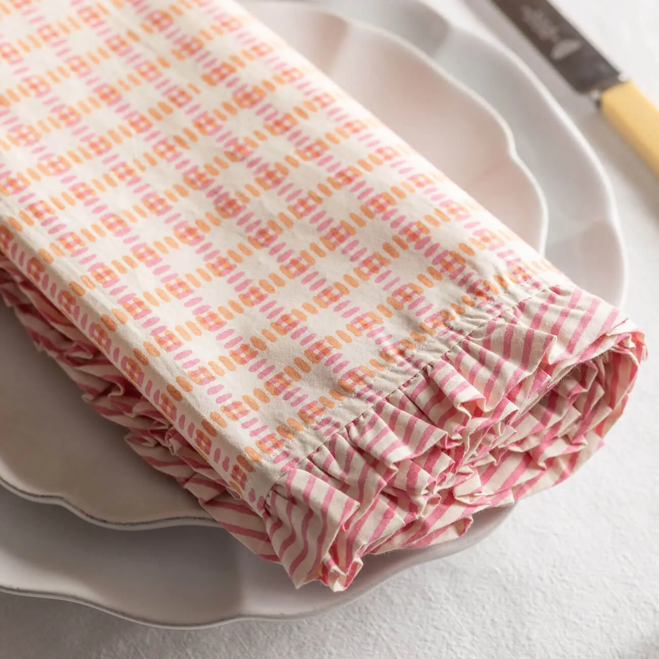 Sundae Frill Napkin - Pink, Cotton