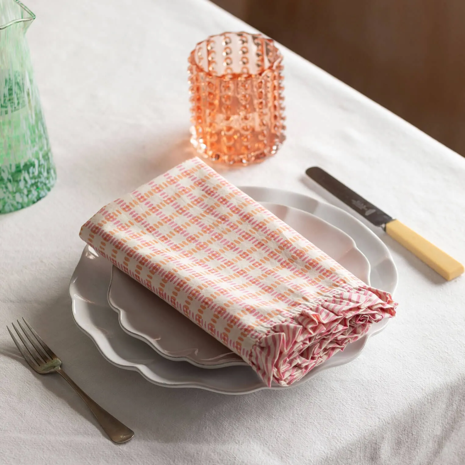 Sundae Frill Napkin - Pink, Cotton