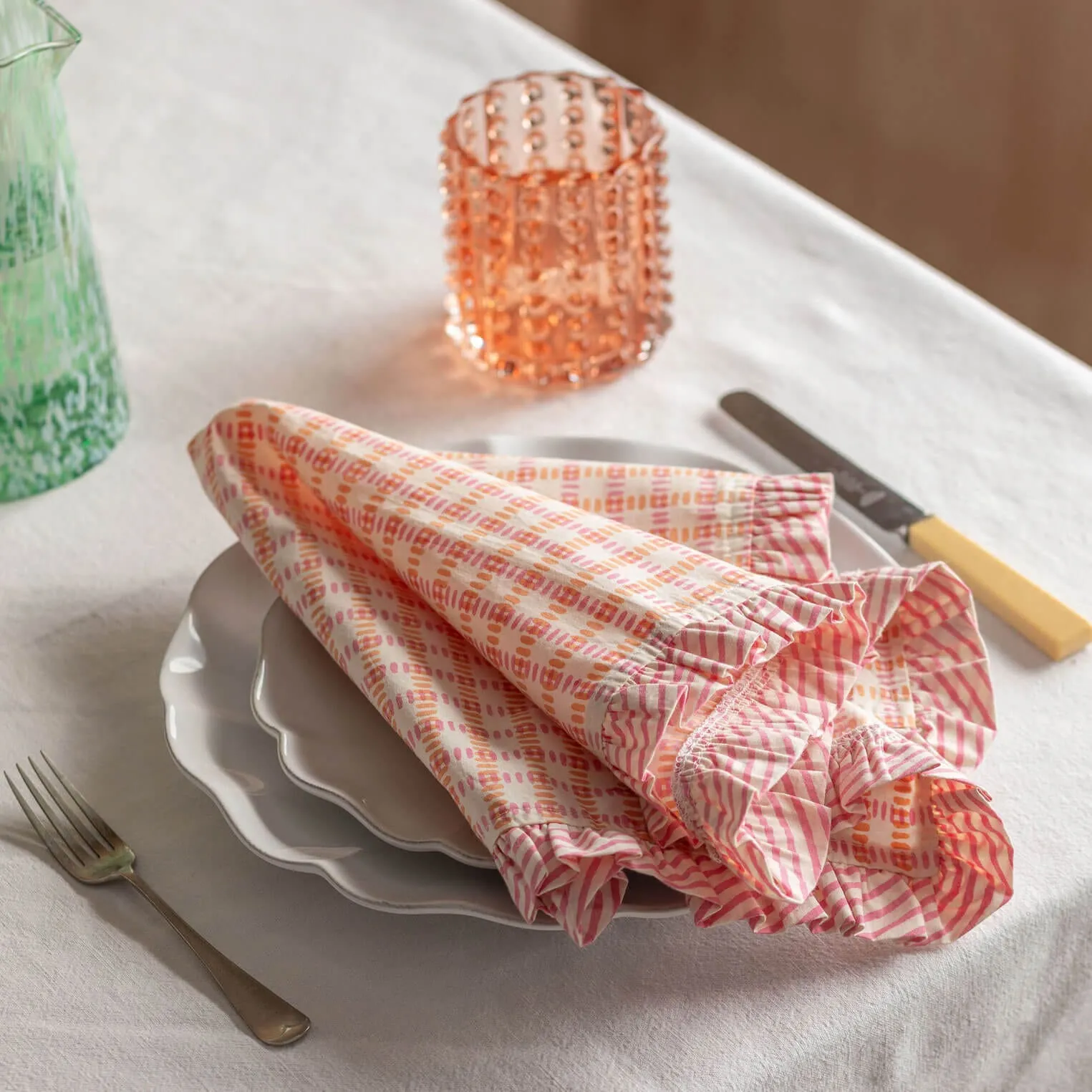 Sundae Frill Napkin - Pink, Cotton image