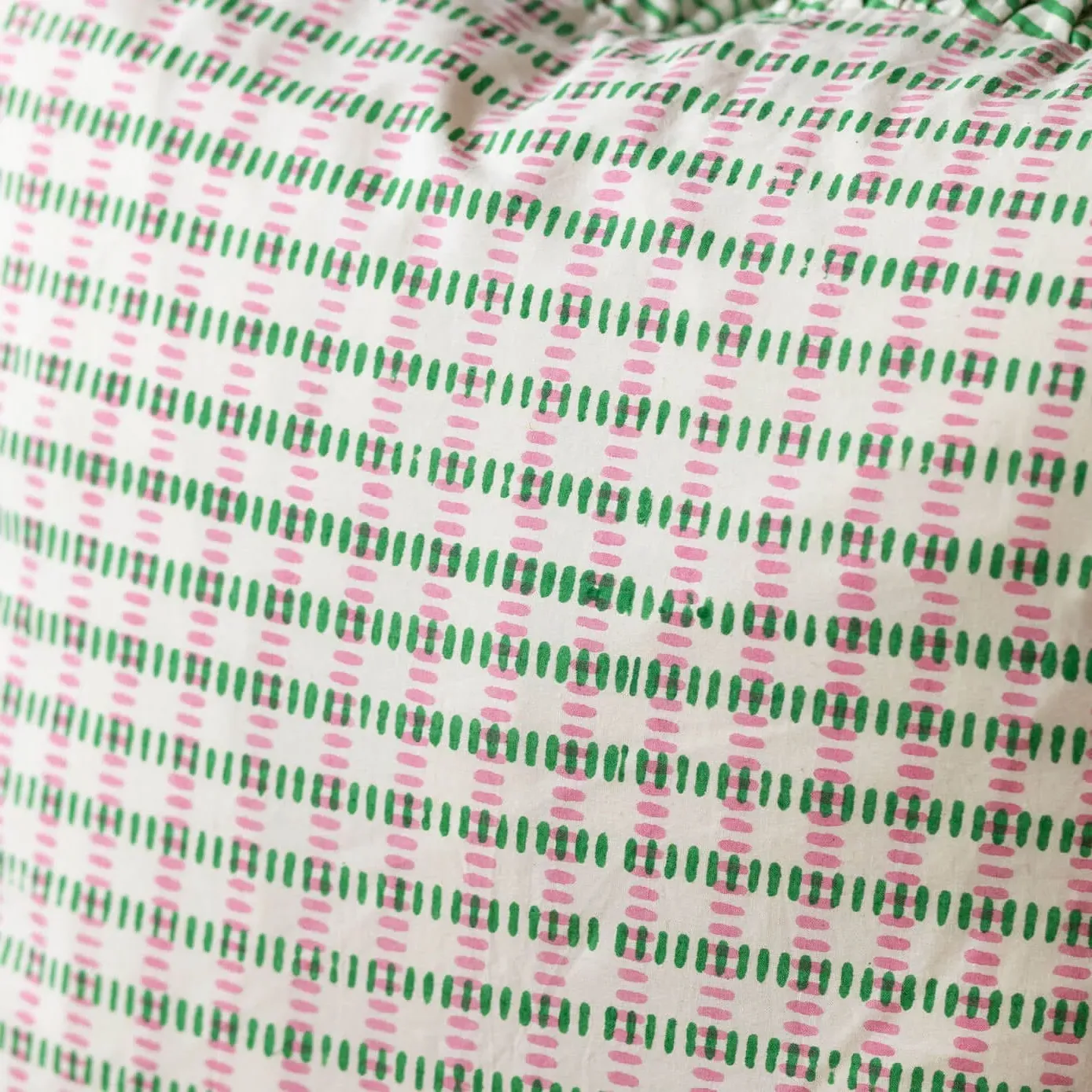 Sundae Rectangular Cushion with Frill - Green, Cotton