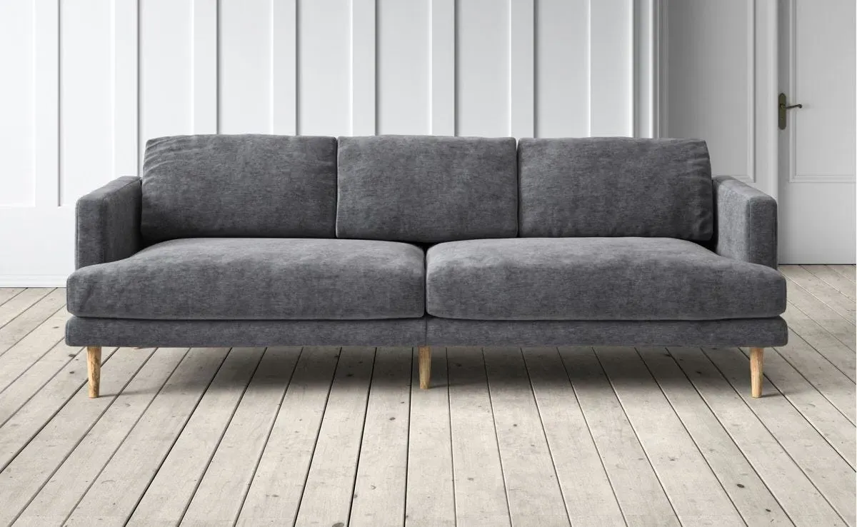 Sydney 3-Seater Sofa - Grey, Velvet