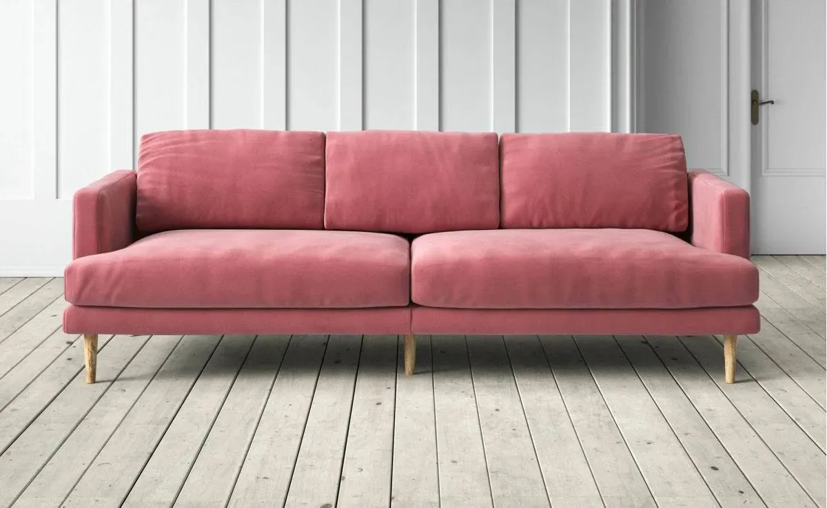 Sydney 3-Seater Sofa - Pink, Velvet