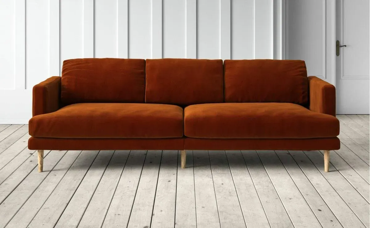 Sydney 3-Seater Sofa - Rust, Velvet