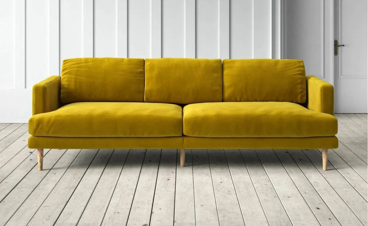 Sydney 3-Seater Sofa - Yellow, Velvet
