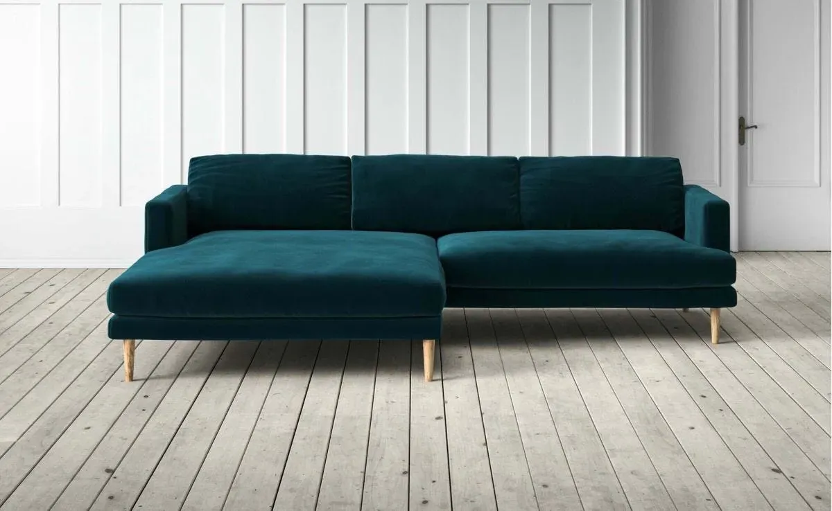 Sydney 4-Seater Left Chaise Sofa - Turquoise, Velvet