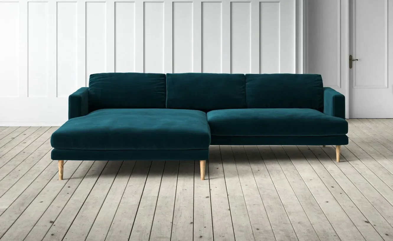 Sydney 4-Seater Right Corner Sofa - Turquoise, Velvet image