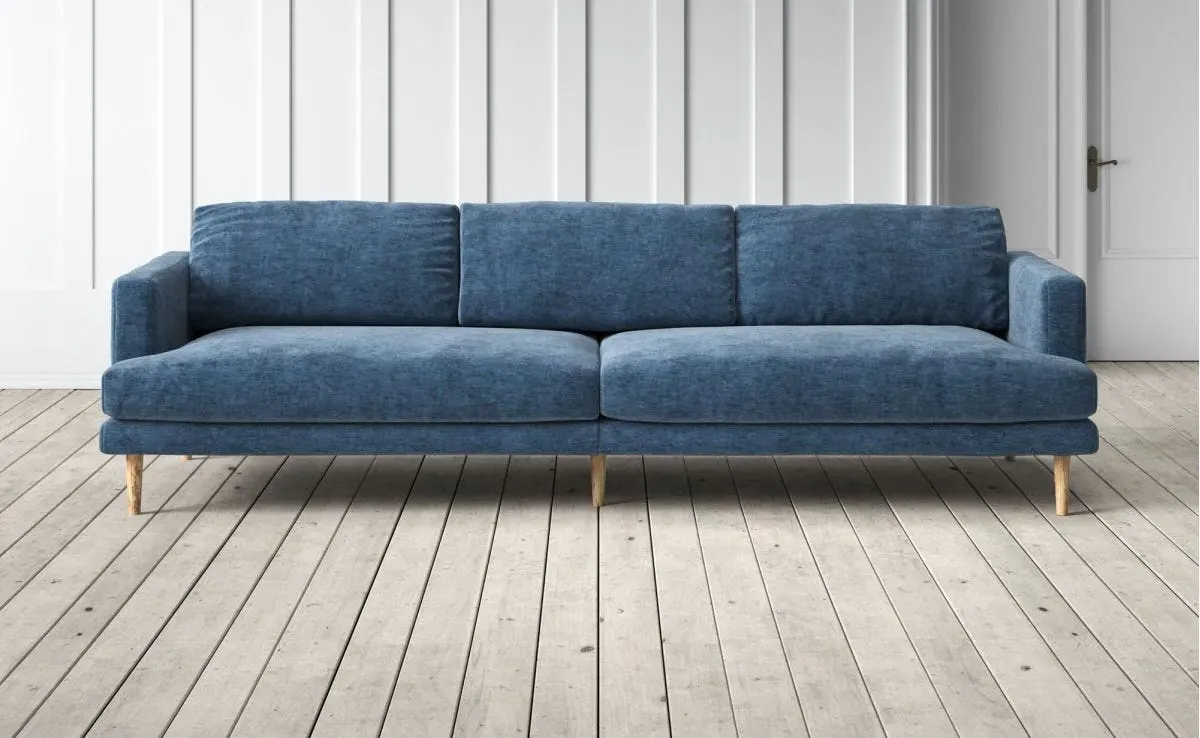 Sydney 4-Seater Sofa - Dark Blue, Velvet