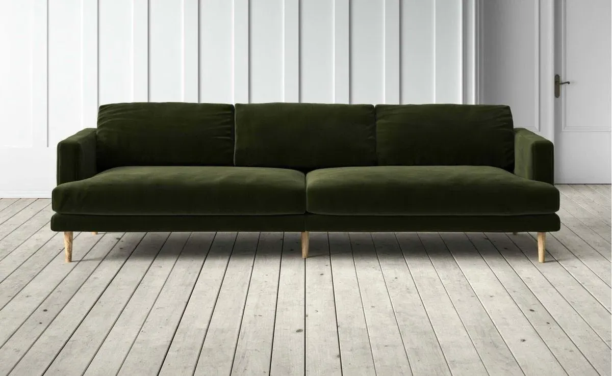 Sydney 4-Seater Sofa - Moss Green, Velvet