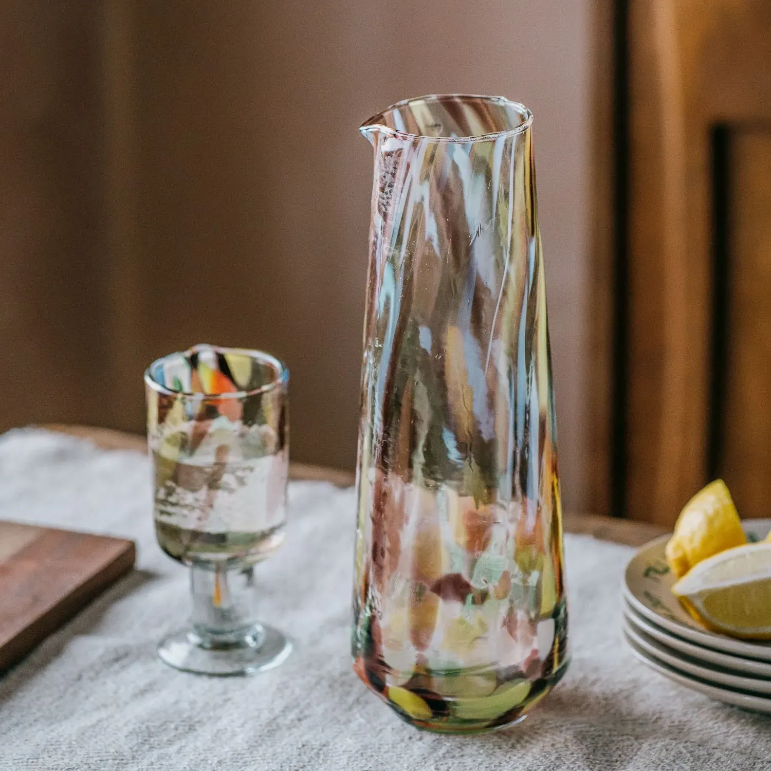 Tall Carafe - Brown Speckled, Glass