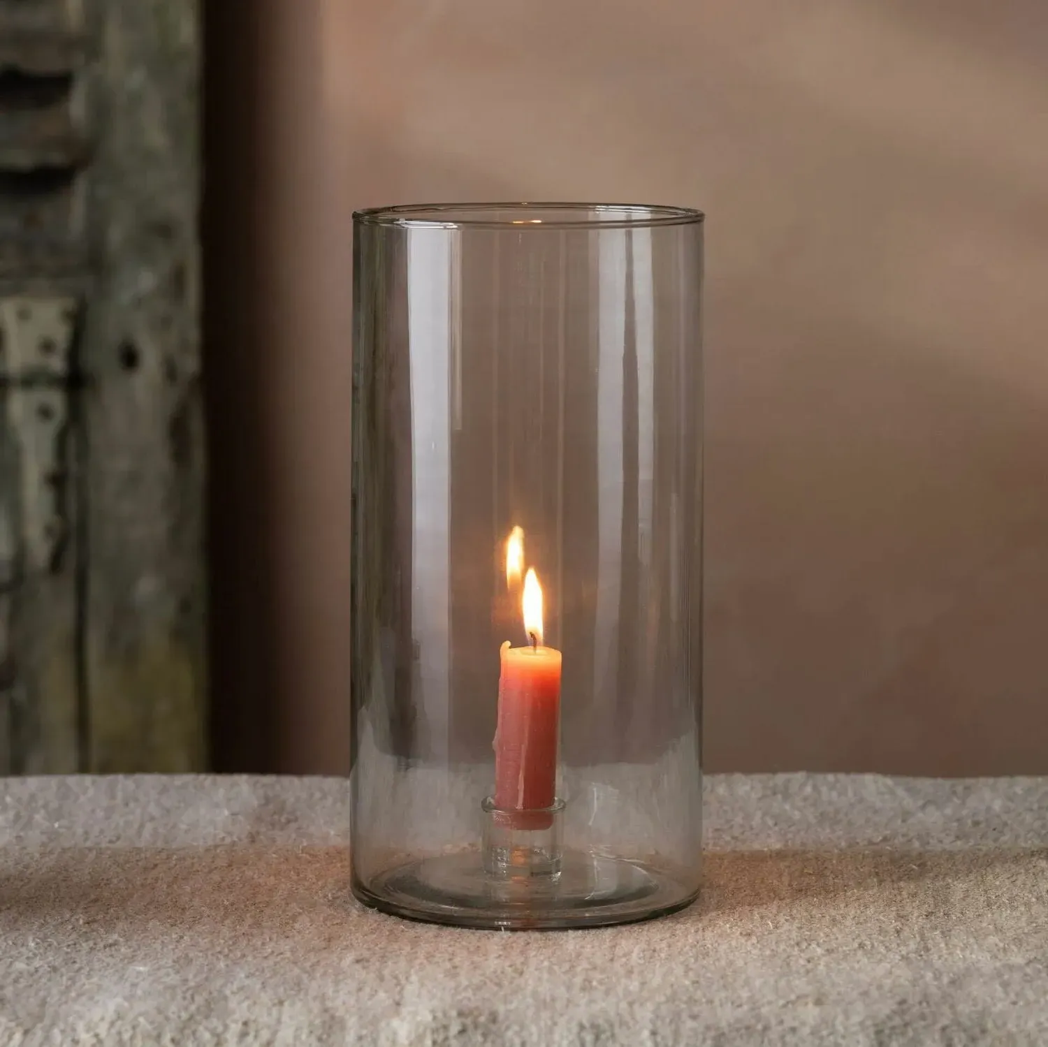 Tall Clear Glass Candle Holder