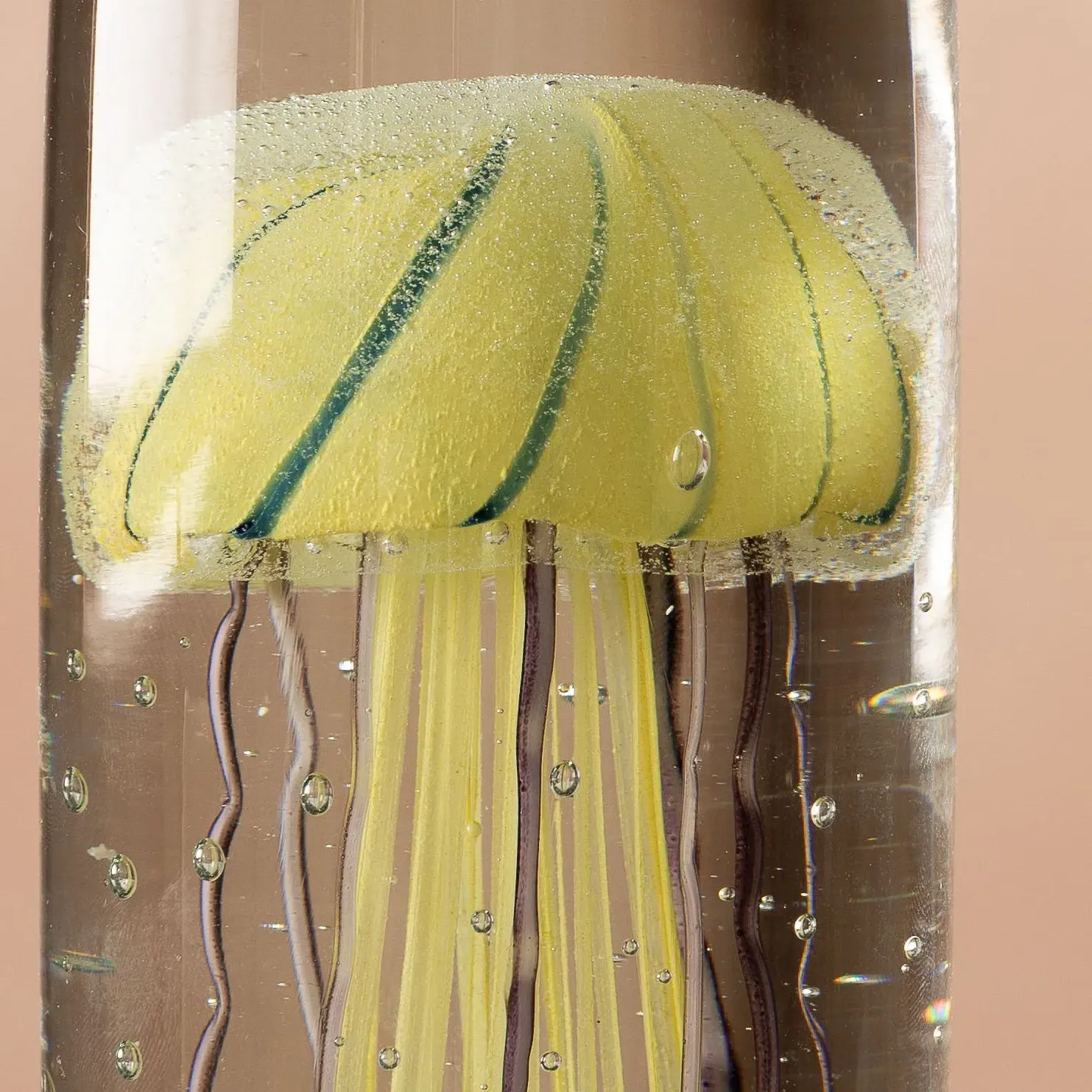 Tall Glass Tiger Jellyfish Paperweight