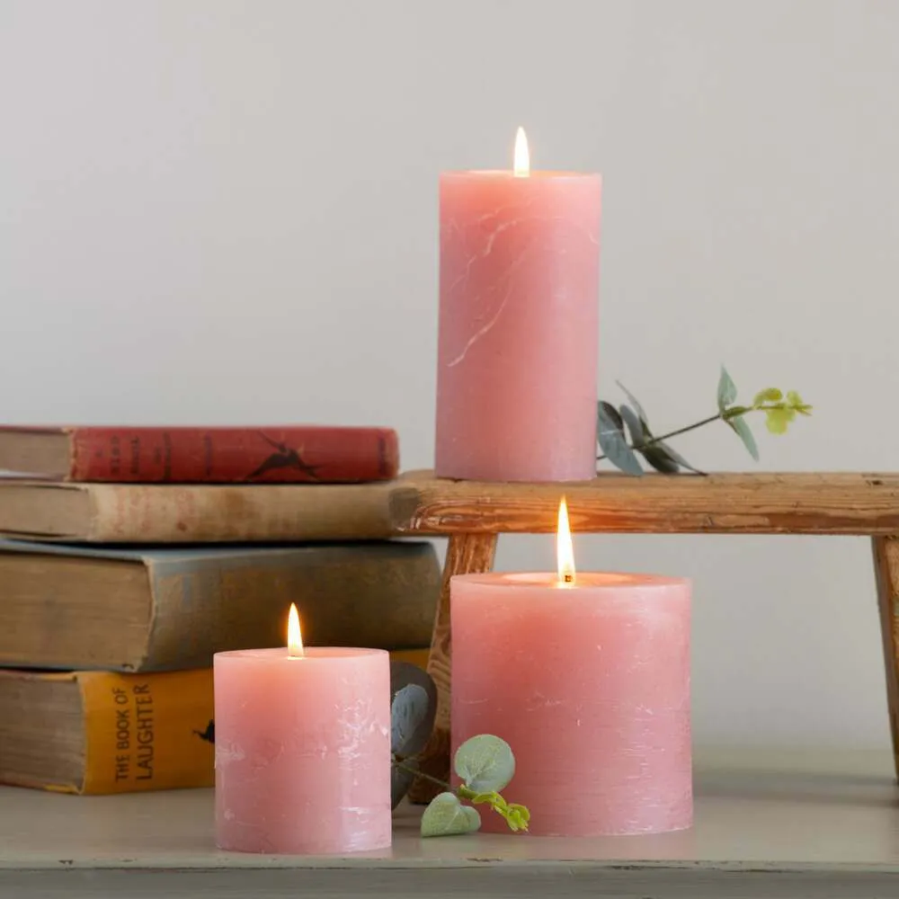 Tall Pillar Candle - Dusky Pink, Wax