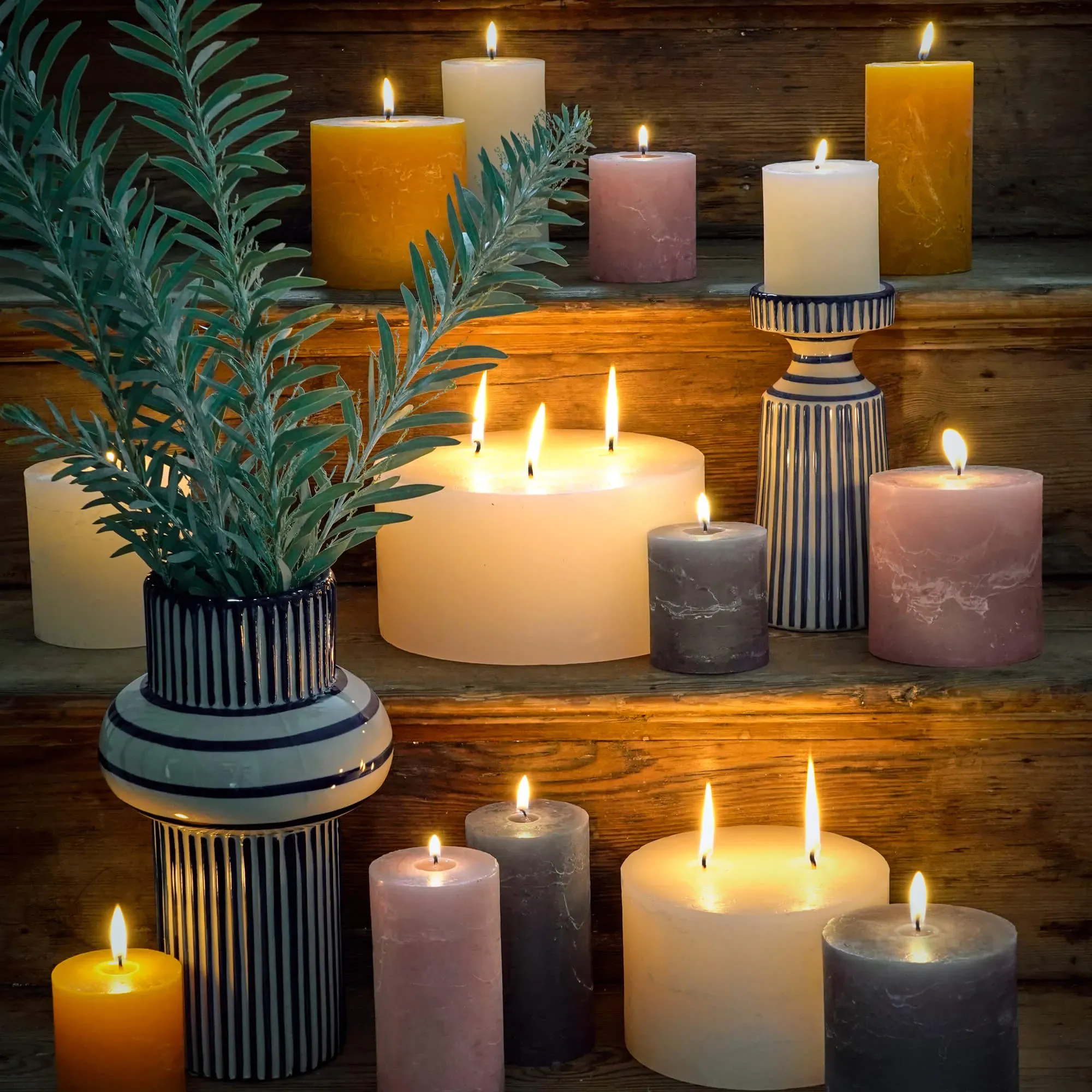 Tall Pillar Candle - Dusky Pink, Wax