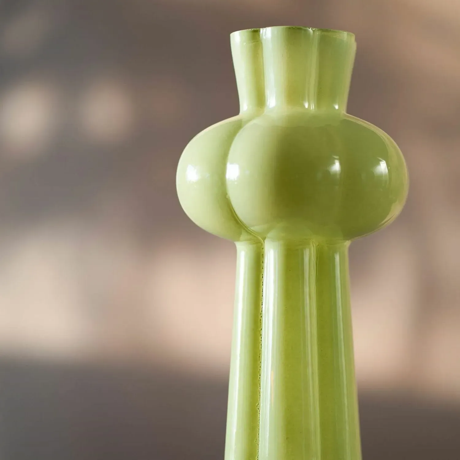 Tall Scalloped Glass Vase - Mint Green