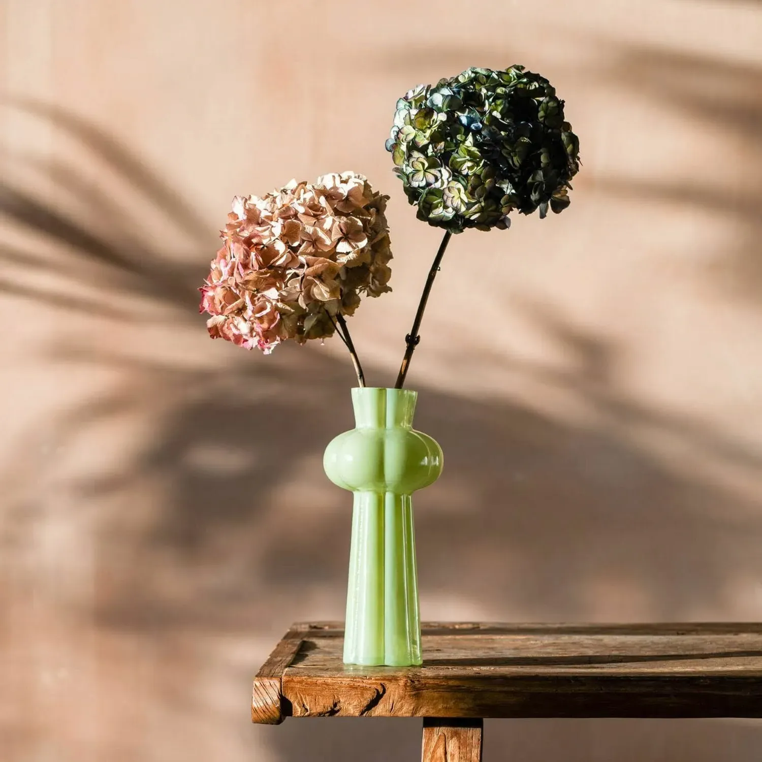 Tall Scalloped Glass Vase - Mint Green image