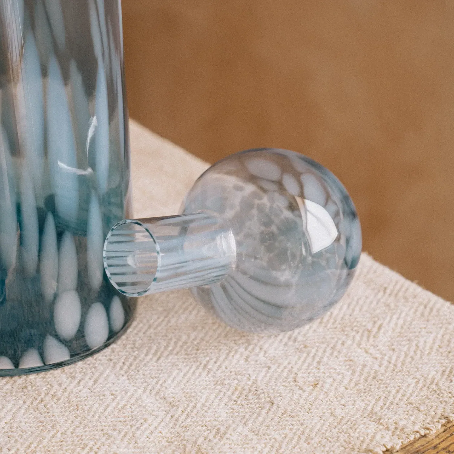 Tall Speckled Glass Bottle - Blue