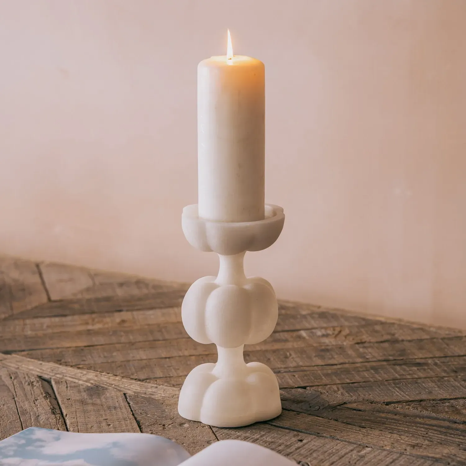 Tall Sphere Pillar Candle Holder - Synthetic Plastic