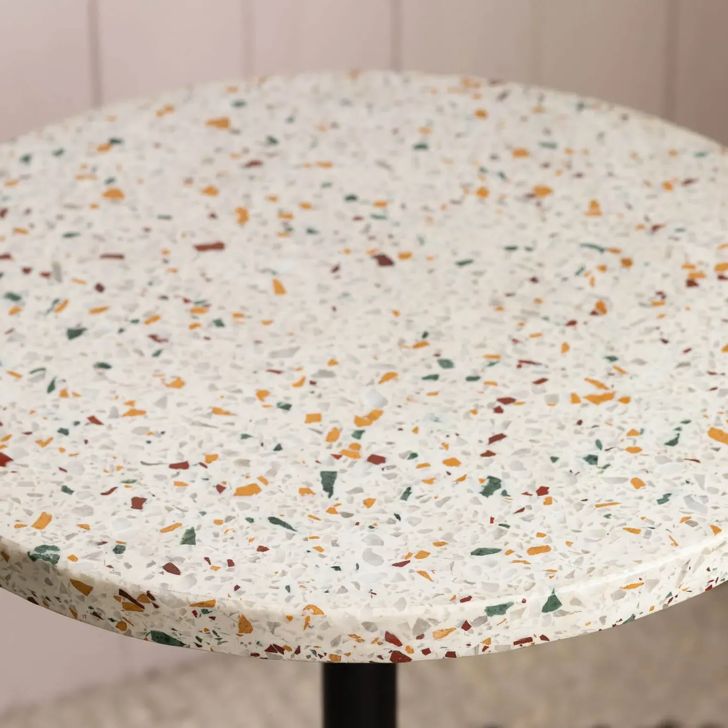 Terrazzo Round Side Table - White, Marble