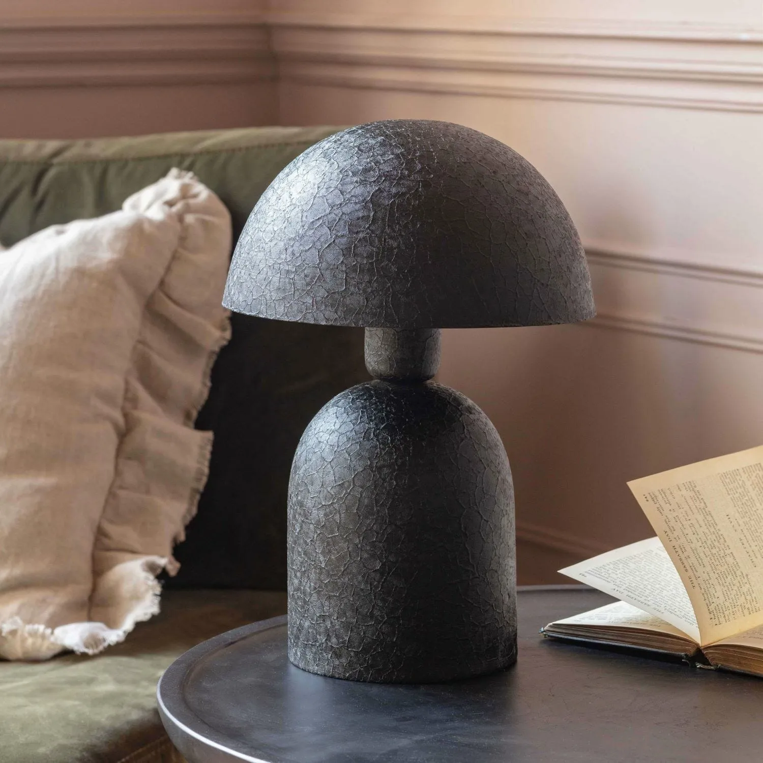 Textured Dome Table Lamp - Black, Iron