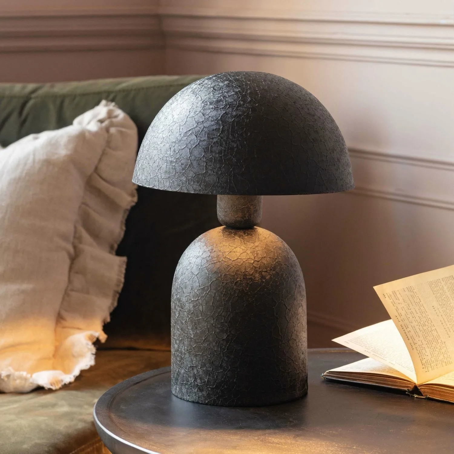 Textured Dome Table Lamp - Black, Iron image