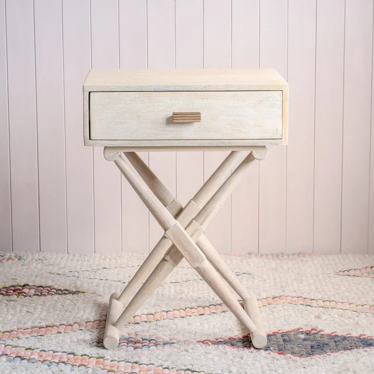 Thomas Bedside Table - Whitewash, Mango Wood
