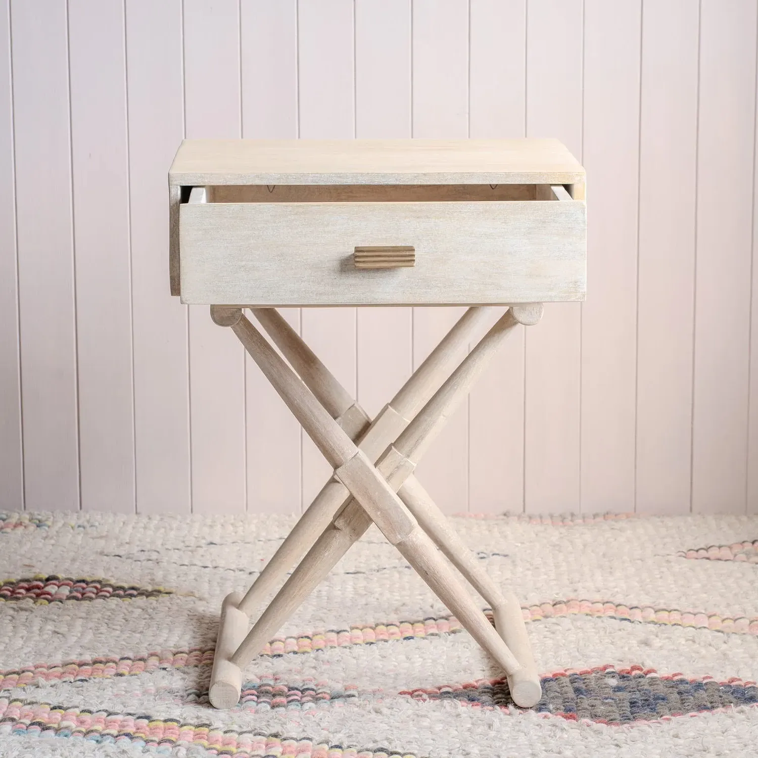 Thomas Bedside Table - Whitewash, Mango Wood
