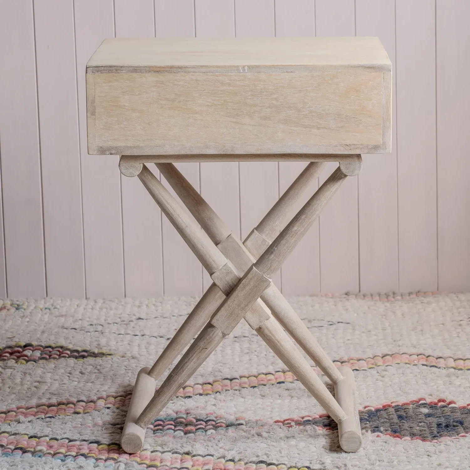 Thomas Bedside Table - Whitewash, Mango Wood