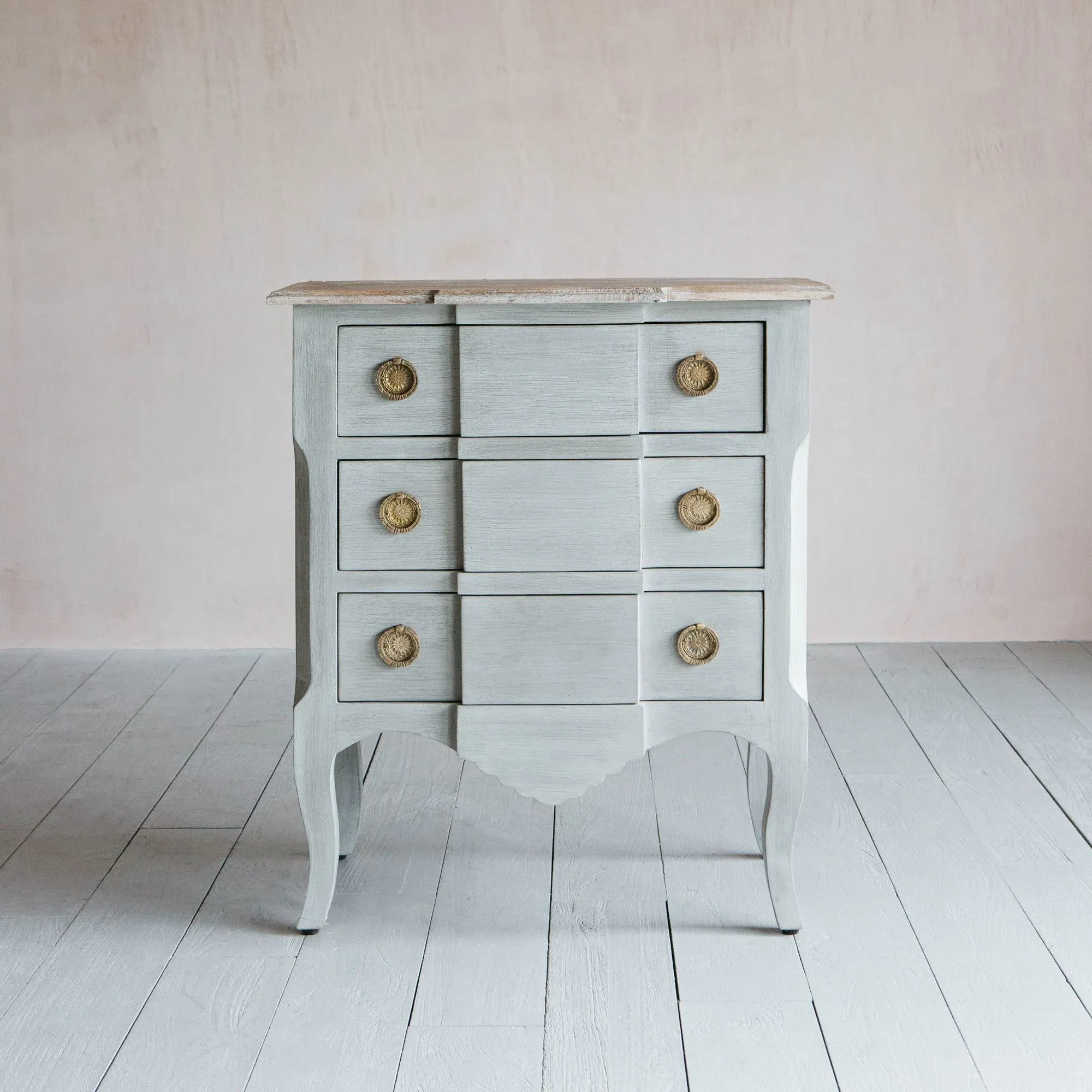 Three Drawer French Chest of Drawers - Light Grey, Mango Wood