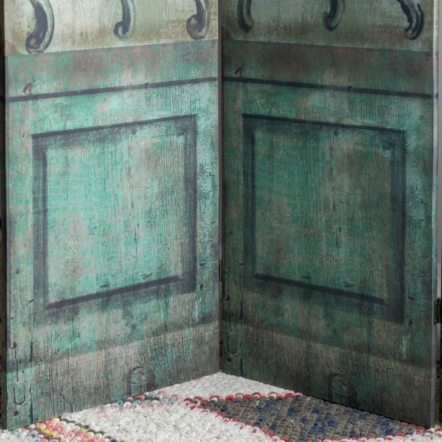 Three Panel Room Divider Screen - Antique Effect