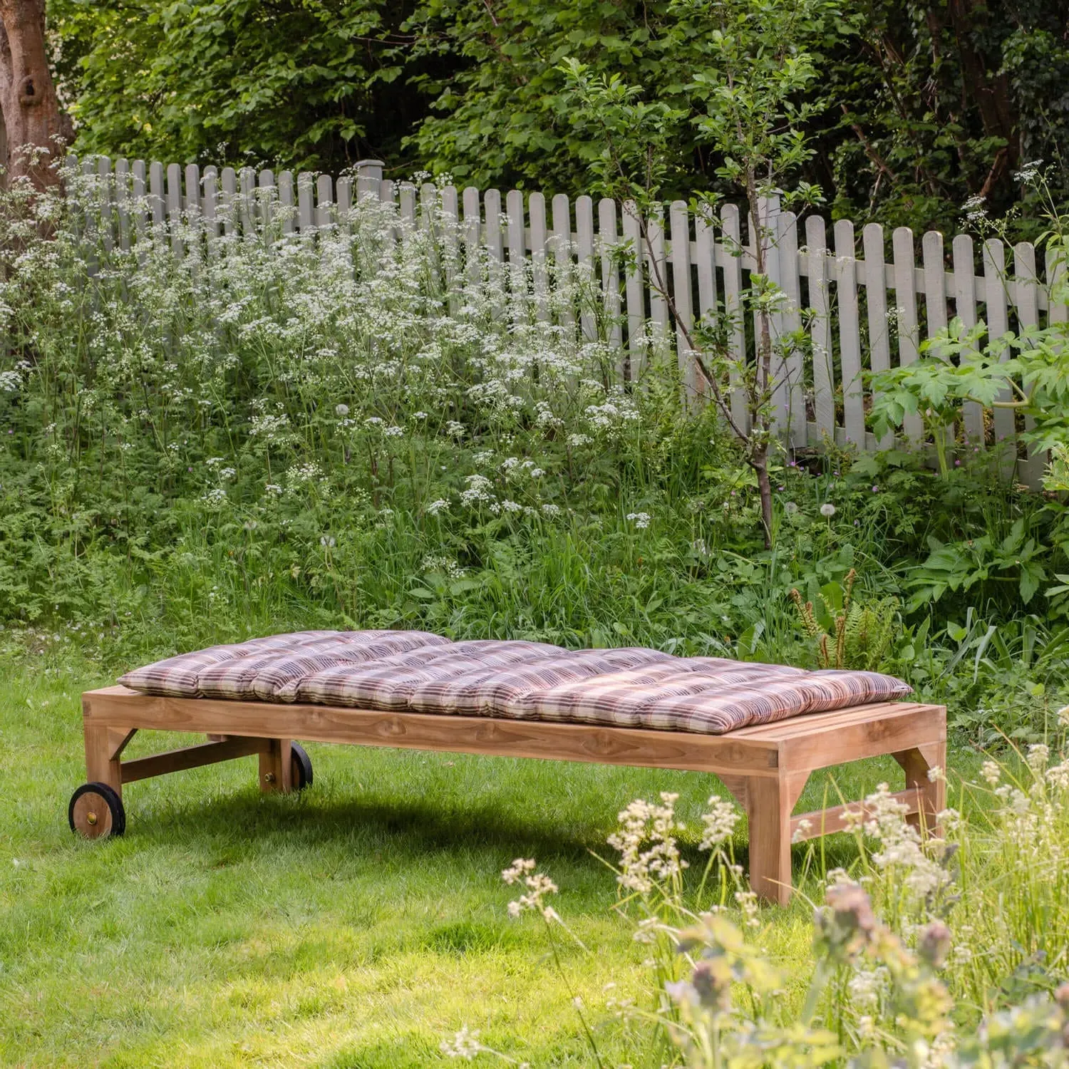 Tiana Teak Sun Lounger with Wheels