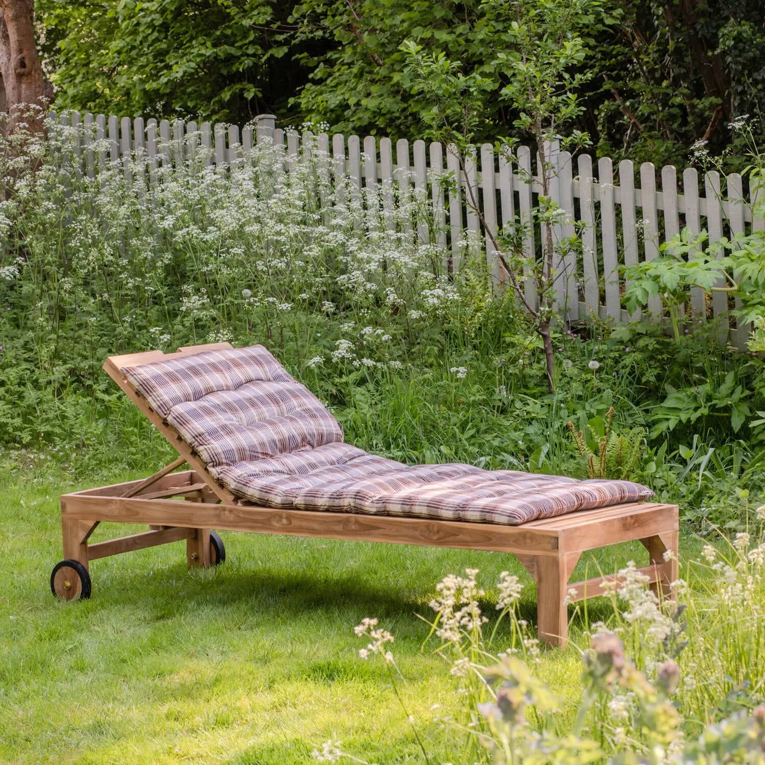 Tiana Teak Sun Lounger with Wheels