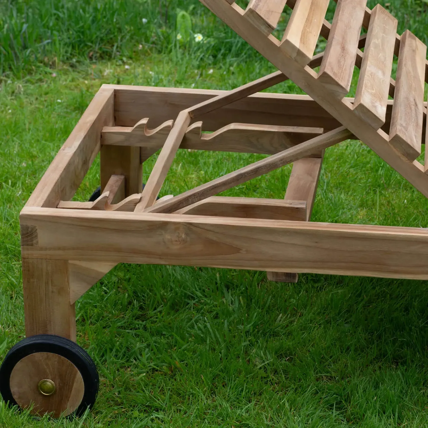 Tiana Teak Sun Lounger with Wheels